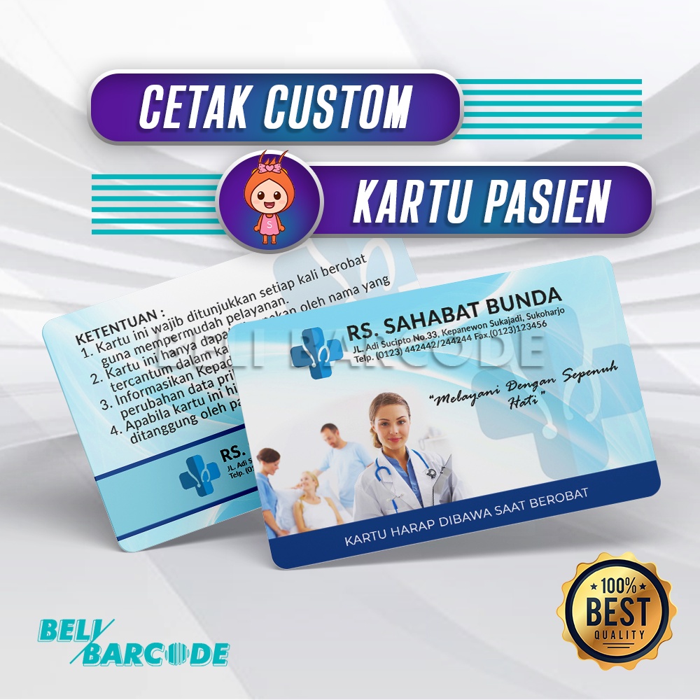 CETAK CUSTOM PREPRINTED PVC UNTUK KARTU PASIEN RUMAH SAKIT KLINIK PUSKESMAS