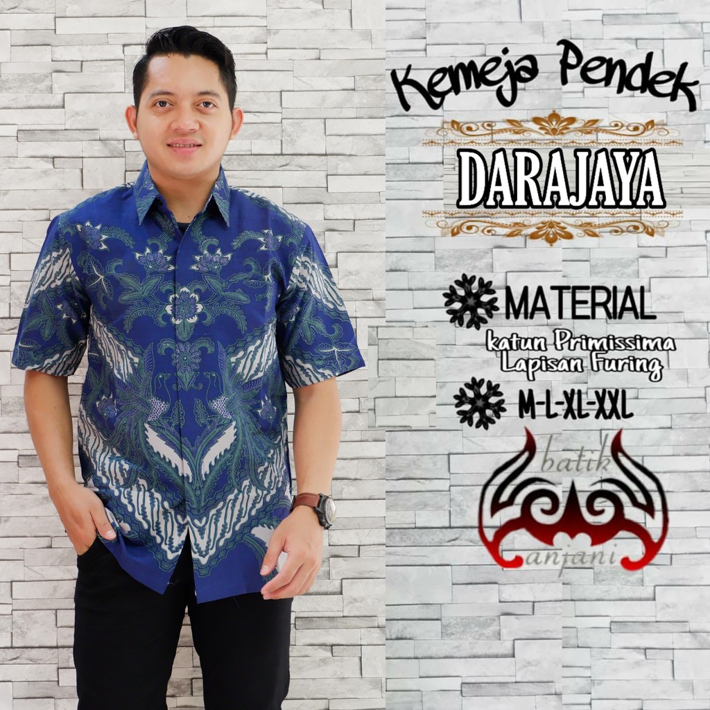 DARAJAYA ANJANI KEMEJA BATIK SOLO PRIA LENGAN PENDEK LAPIS FURING ATASAN BATIK PREMIUM MODERN ARDHANA NAVY GURDO HATI DARUN BIRU DANURARYA DAUN WARNA GANDEWA BLUE ELANG SIDARI GURDHO PARI NAKULA PARANG NAKULA BATIK SOLO AMANAH BATIKSOLOAMANAH