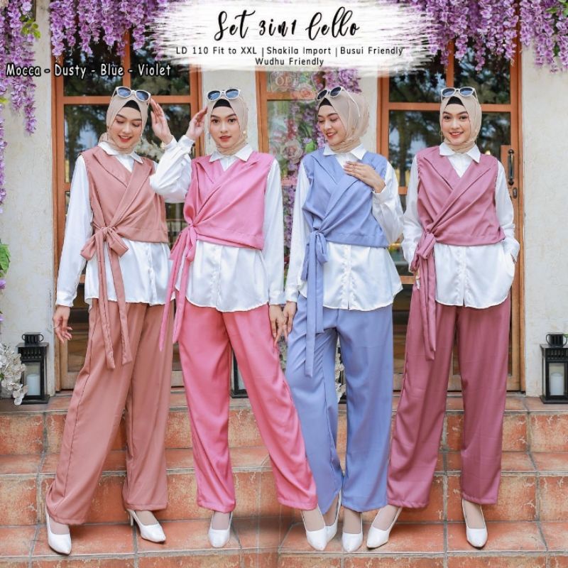 SETELAN CELANA SET 3 in 1 CARDIGAN POLOS PAKAIAN MUSLIM WANITA OUTER SETCEL MRS.CHOCOLATE
