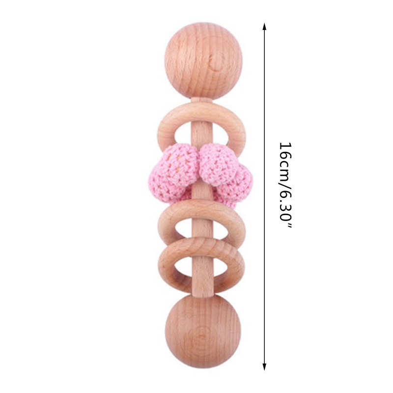 Mary Mainan Rattle Teether Bahan Kayu + Wol Rajut Untuk Bayi