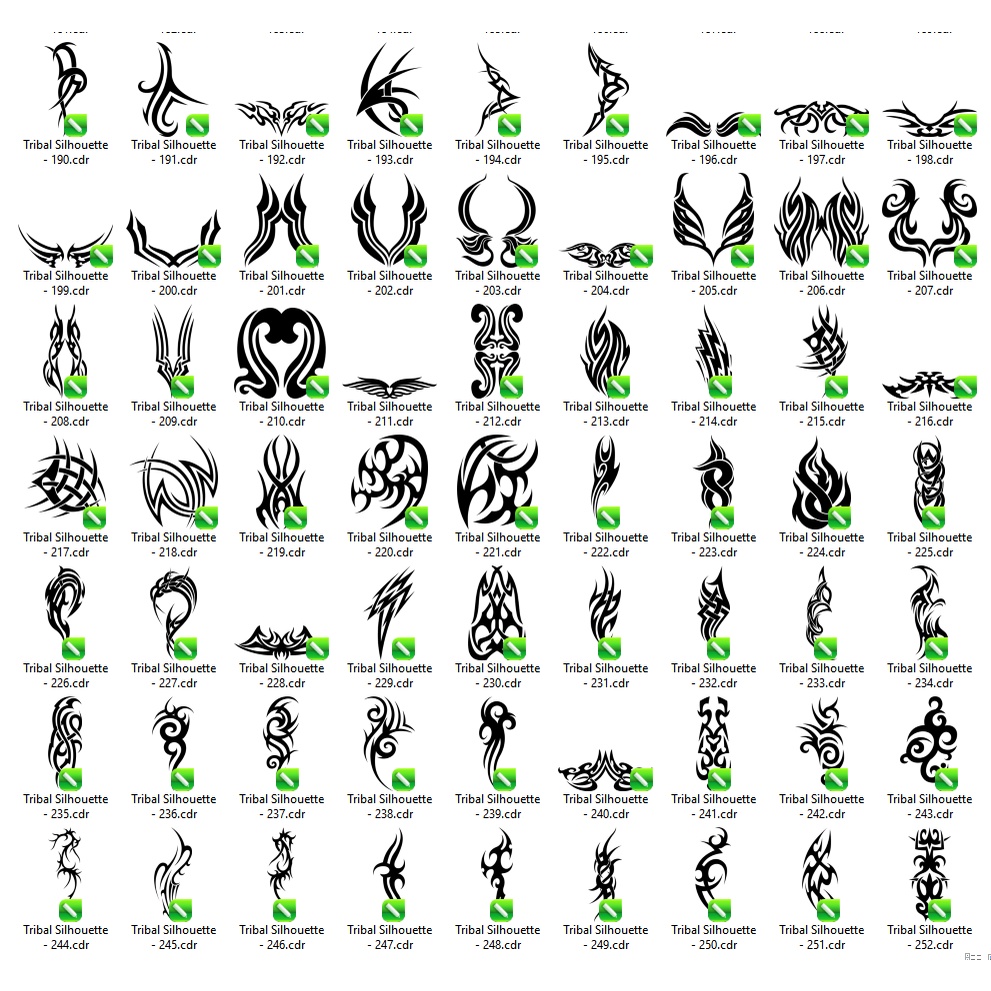 640 Tribal Silhouette Vector Set - Coreldraw