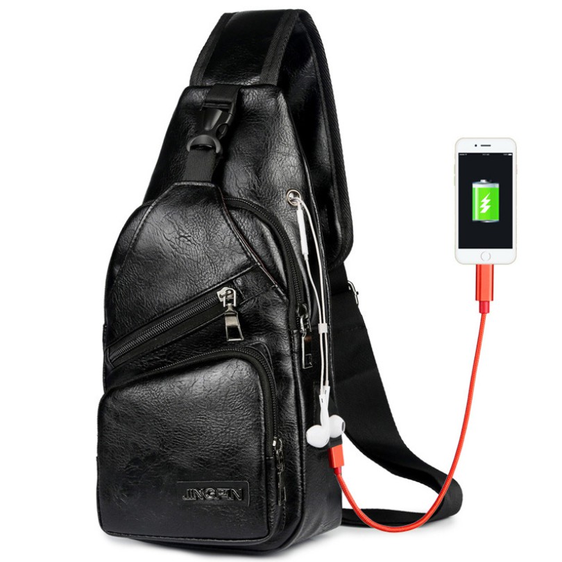 SA B 305 Tas Selempang Pria Usb port Charger