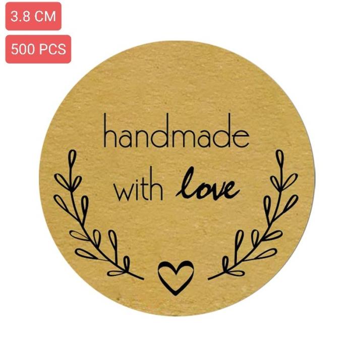 

Stiker HANDMADE WITH LOVE (500pcs CRAFT LARGE) Tempelan Snack Makanan