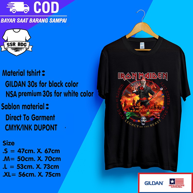 kaos iron maiden baju band distro metal rap tee pria wanita unisex bandung luar negri gildan
