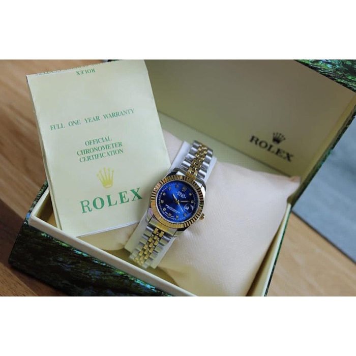 Smartwatch wanita ROLEX OYSTER DATE RANTAI FULL SET PROMO ADA 8 1 SLV GLD BLUE Jam Berkualitas Terba