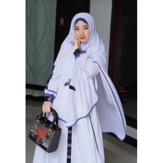 SET GAMIS SYAR'I AULIA FASHION ORIGINAL DAN TERBARU ZEHRA BROKEN WHITE LURIK
