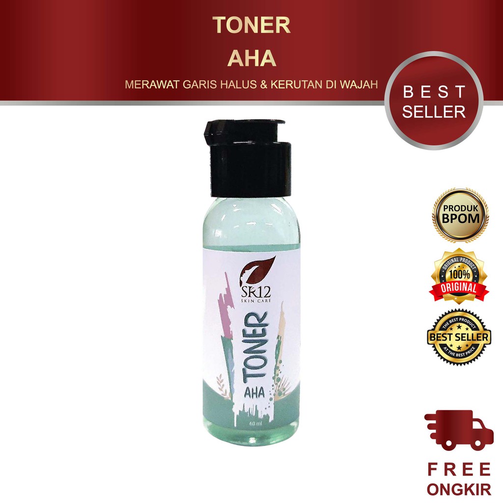 TONER AHA SR12 60ML BPOM / TONER EXFOLIASI / EKSFOLIASI / ANGKAT SEL KULIT MATI DAN ATASI FLEK HITAM