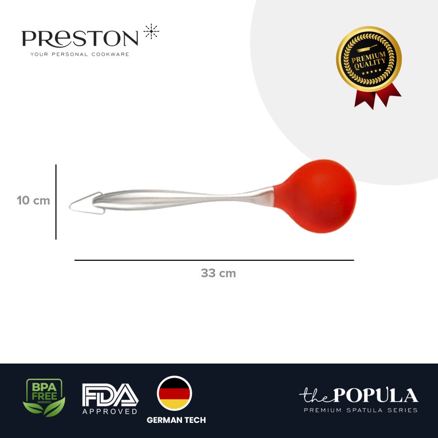 PRESTON COOKWARE LADLE - Soup Ladle Spatula MERAH - Sutil Masak Silikon Food Grade / Irus Soup Silikon