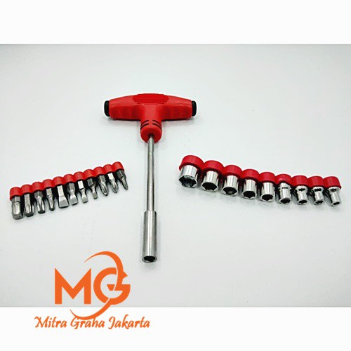 Kunci Sock T Set Palu Karet Obeng Min Plus Screw Driver Tools Ring Pas Berkualitas Mgj