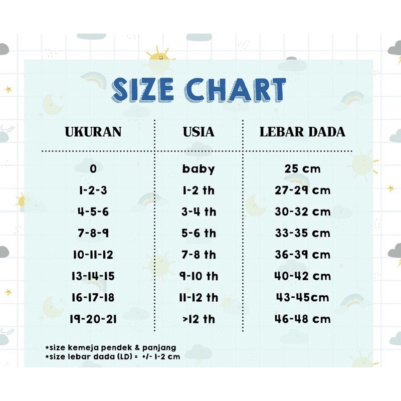 kemeja koko anak size 4-6 tahun