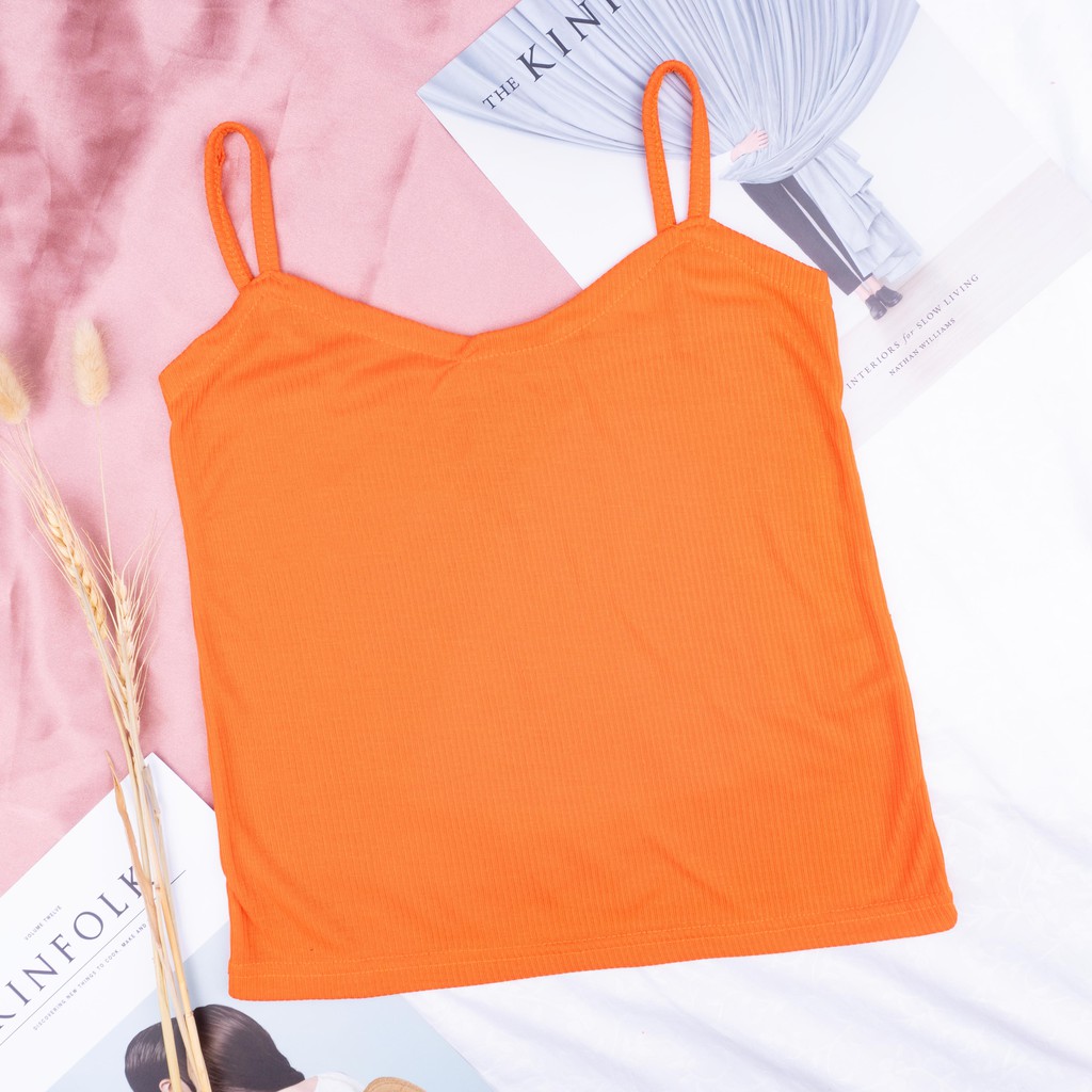 Tanktop Kamisol RIB | Korea Knit Tank Top / Kamisol / Tanktop Polos-ORANGE