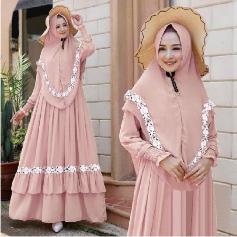 gamis syari terbaru | embun syari gamis set hijab | pakaian muslim wanita terlaris| gamis syari termurah-3
