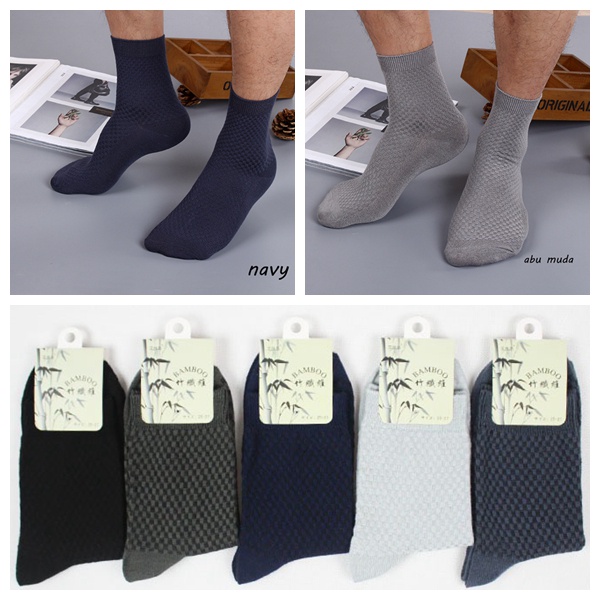 Kaus Kaki Pria Casual Socks Serat Bambu Kaos Kaki Lembut Olahraga Kaus Kaki Penyerap Keringat W03-