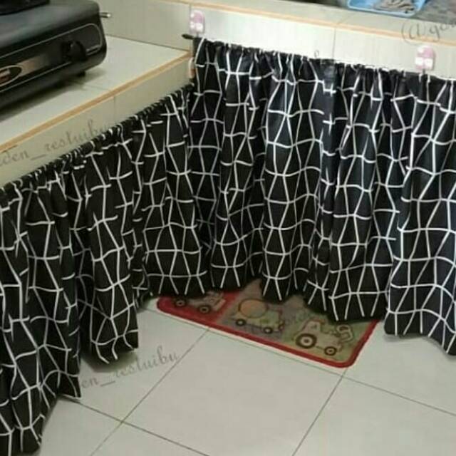 Termurah gorden kolong dapur prismatik hitam