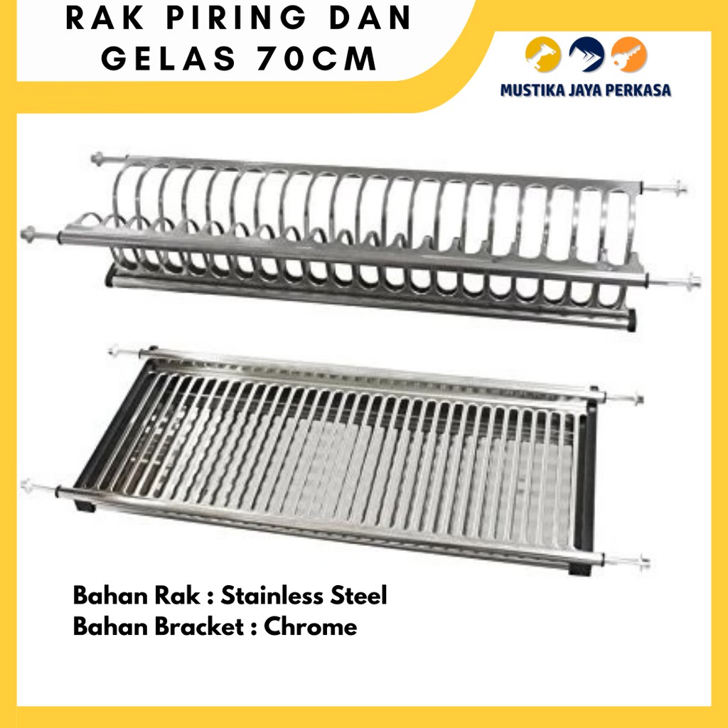 Rak Piring Dapur Atas 70 Cm Gantung Tempat Piring Kabinet Kitchen Set Stainless Steel Stainlis Gelas