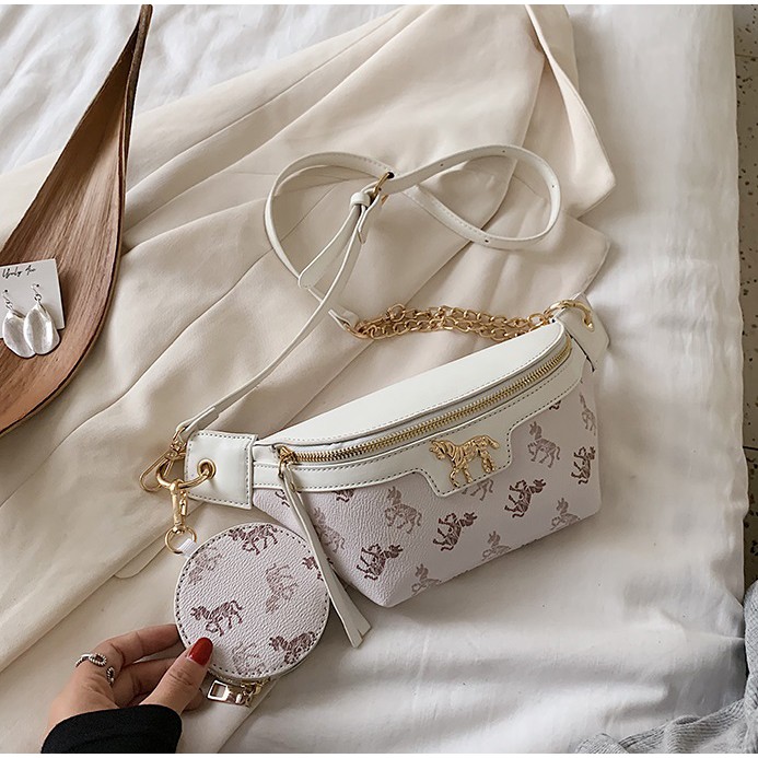 BJ81693 (2IN1) - COFFEE/WHITE - TAS SLEMPANG KECIL DOMPET KOIN WANITA IMPORT TAS WANITA FASHION IMPORT MODIS ELEGAN TERMURAH TERLARIS TERBARU BAGSTORE JAKARTA TAS BATAM ELJ5624 GT1693