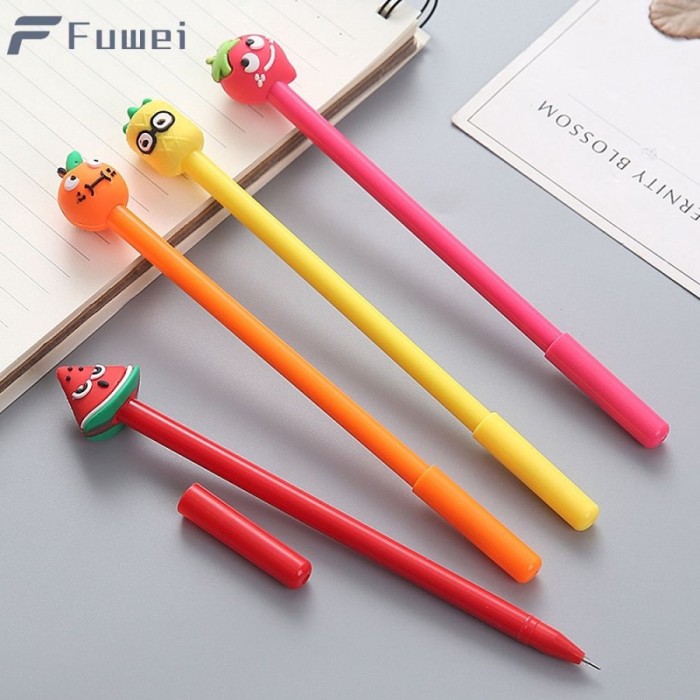 

Tokofilza Tulis Praktis Kreatif Fuw Silicone Kartun Buah Kepala Gel Pena Anak