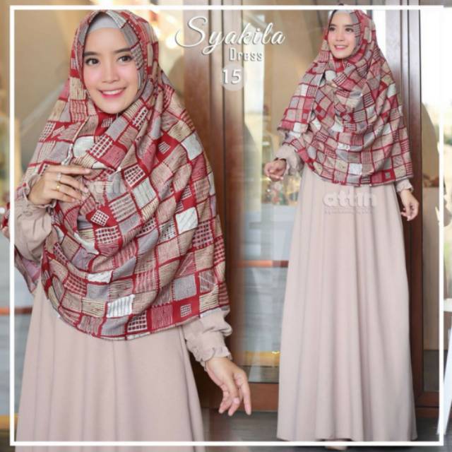 Gamis Syakila Dress by Attin Kode 15 Warna Cream Cantik Busui Syari Adem Nyaman Polos Anti Kusut