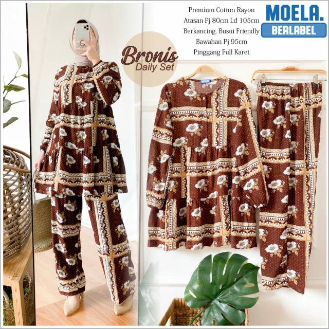 Bronis Tunik Set Pants Katun Rayon Viscose