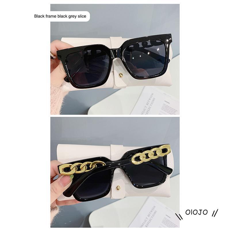 Kacamata Hitam Retro Frame Kotak Besar Lensa Bening Untuk Wanita ol2