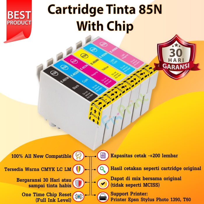 Cartridge Compatible Tinta Printer Epson R1390 T60 85N 85 T0851 T0851N