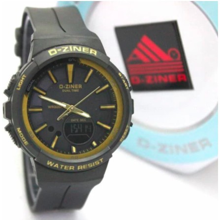 [BAJ] JAM TANGAN SPORT PRIA WANITA DUAL-TIME D-ZINER DZINER DZ-8242 ORIGINAL WATER RESSIST MURAH