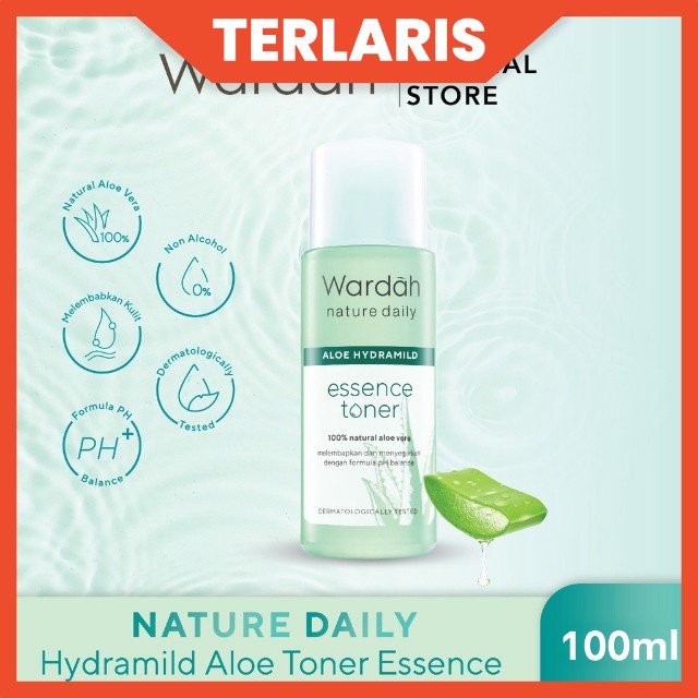 Wardah Essence Toner Hydramild Aloe Vera 100ml Nature Daily - Multifungsi Esence Mask Masker Face Mi