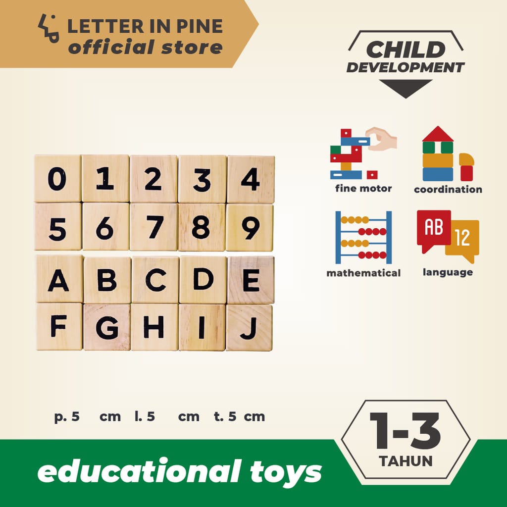 Letter In Pine - Alphabet and Number Block