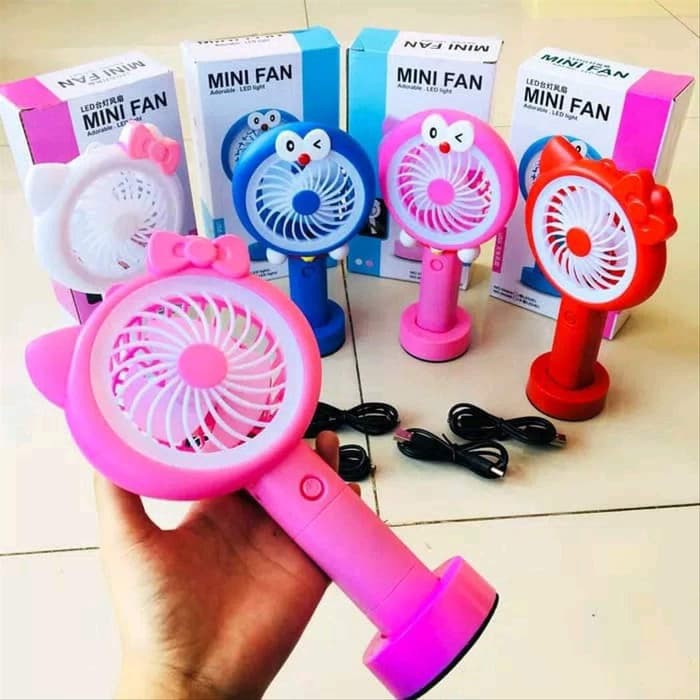 Kipas Angin Karakter Lampu LED - Mini Fan Electric Rechargeable