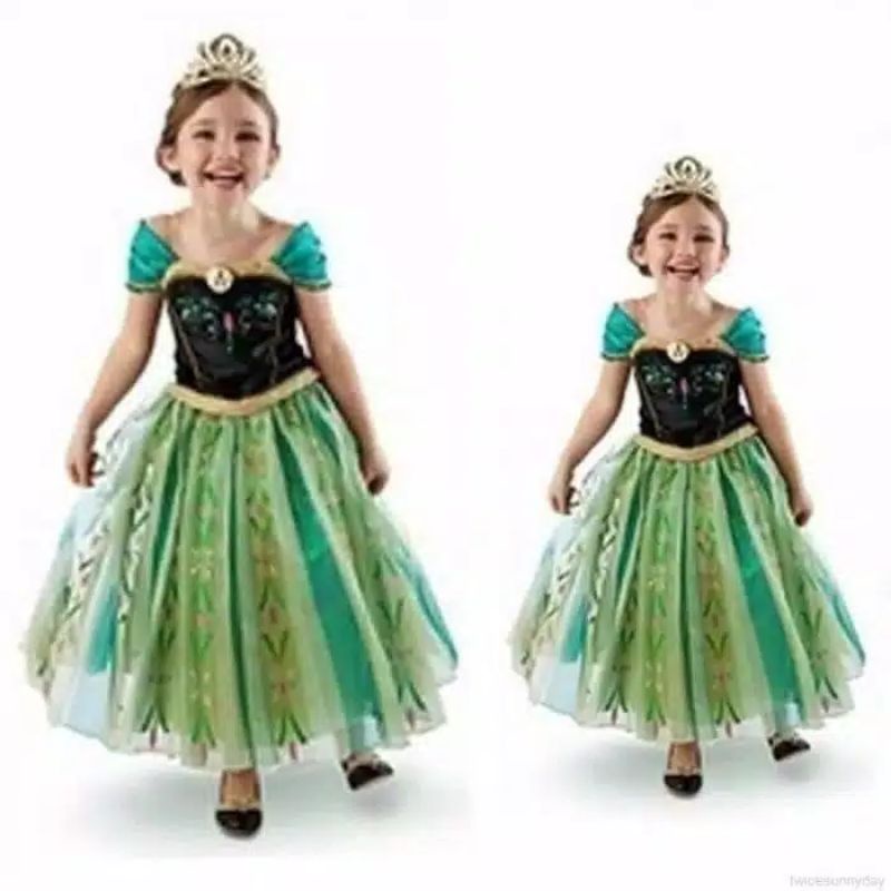 Kostum Princess Anna / Baju Frozen anak perempuan Anna Hijau / dress Frozen Anna