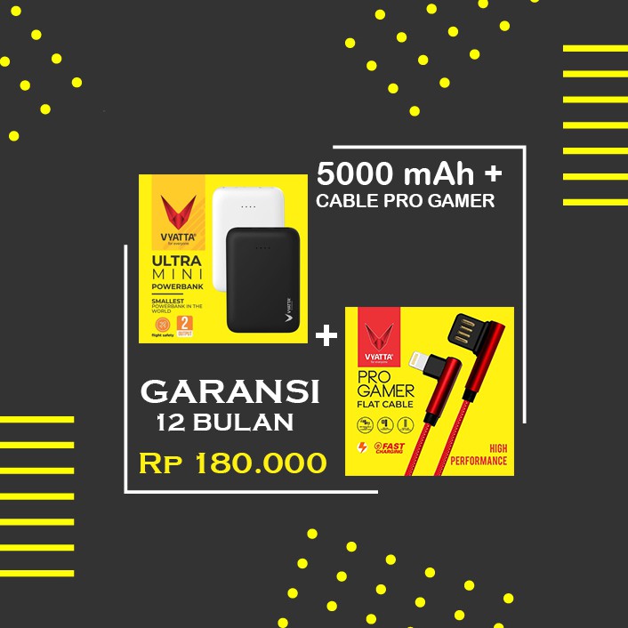 Powerbank vyatta 5000 mAh + kabel vyatta Pro gamer