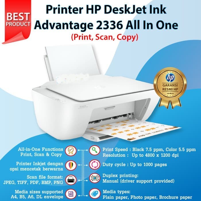 Printer HP DeskJet Ink Advantage 2336 All in One Pengganti Seri HP 2135 2337