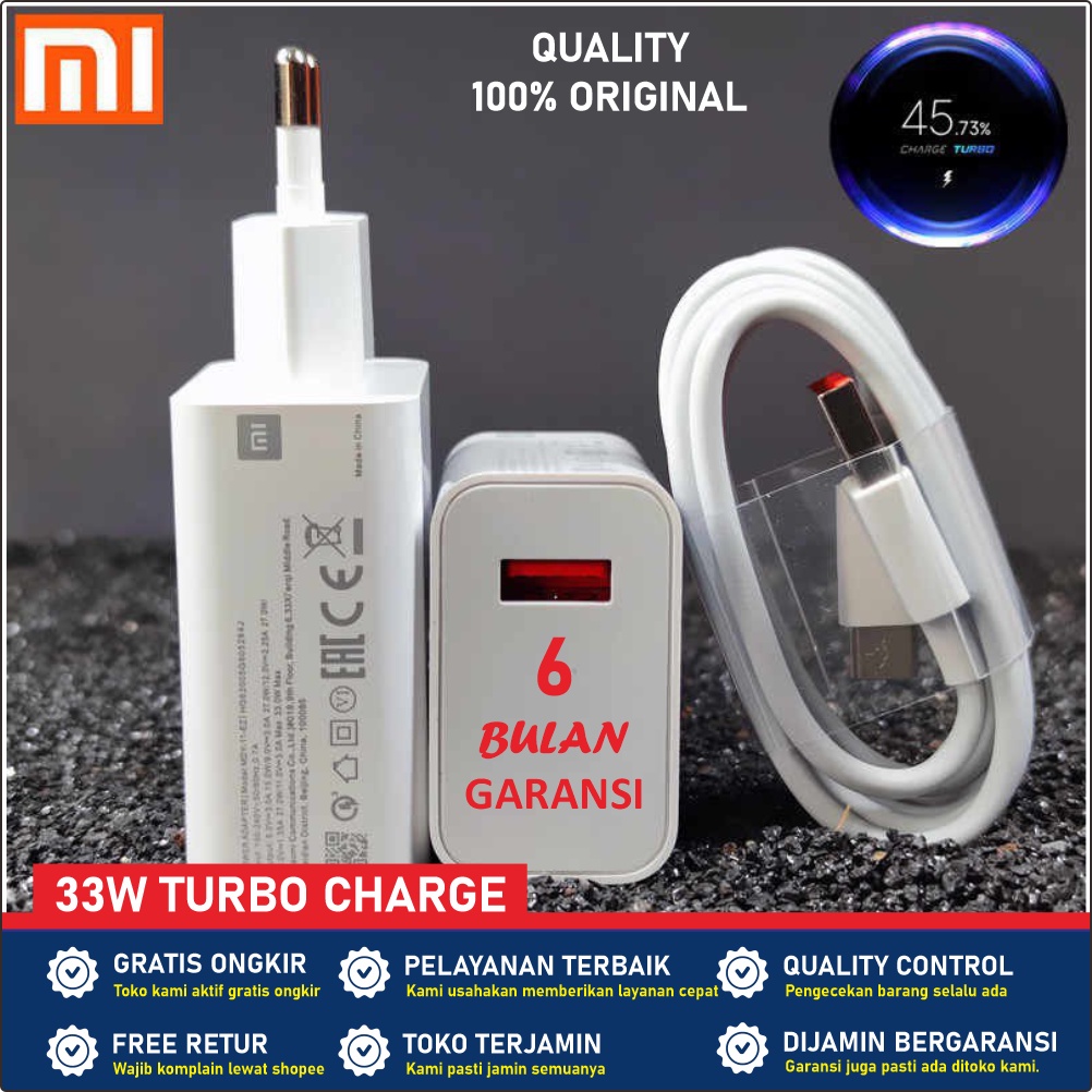 Charger Xiaomi 33W Turbo Charger / Fast Charging Original