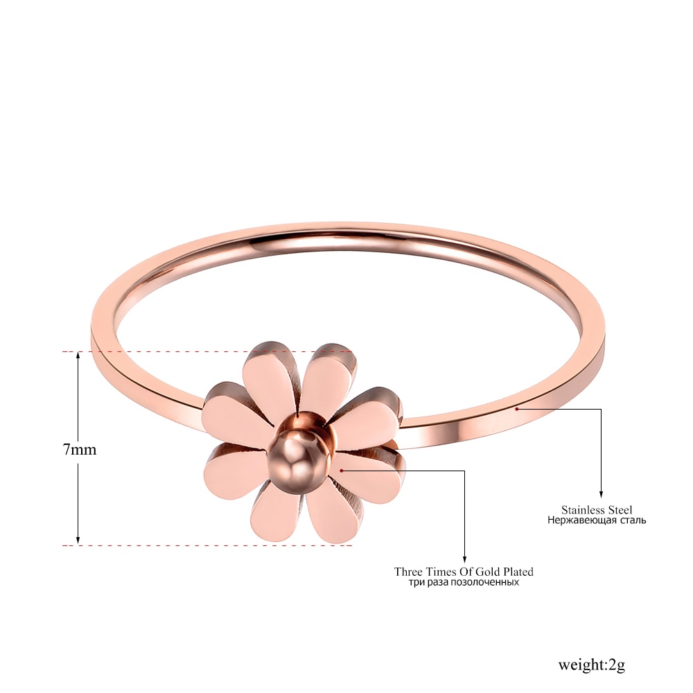 Cincin Desain Daisy Camellia Bahan Titanium Untuk Pria Dan Wanita