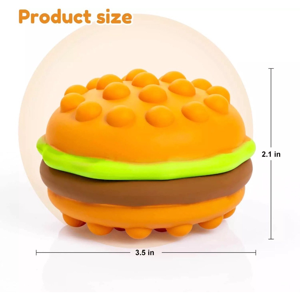 Squishy Hamburger Burger 3D Pop It Ball Bola Fidget Toys Mainan Anak Squeeze Toy Stress Relieve Relief Autism ADHD Push Bubble