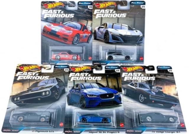 Hot Wheels Fast and Furious Full Force SET FNF dodge charger acura jaguar plymouth mazda rx 2020