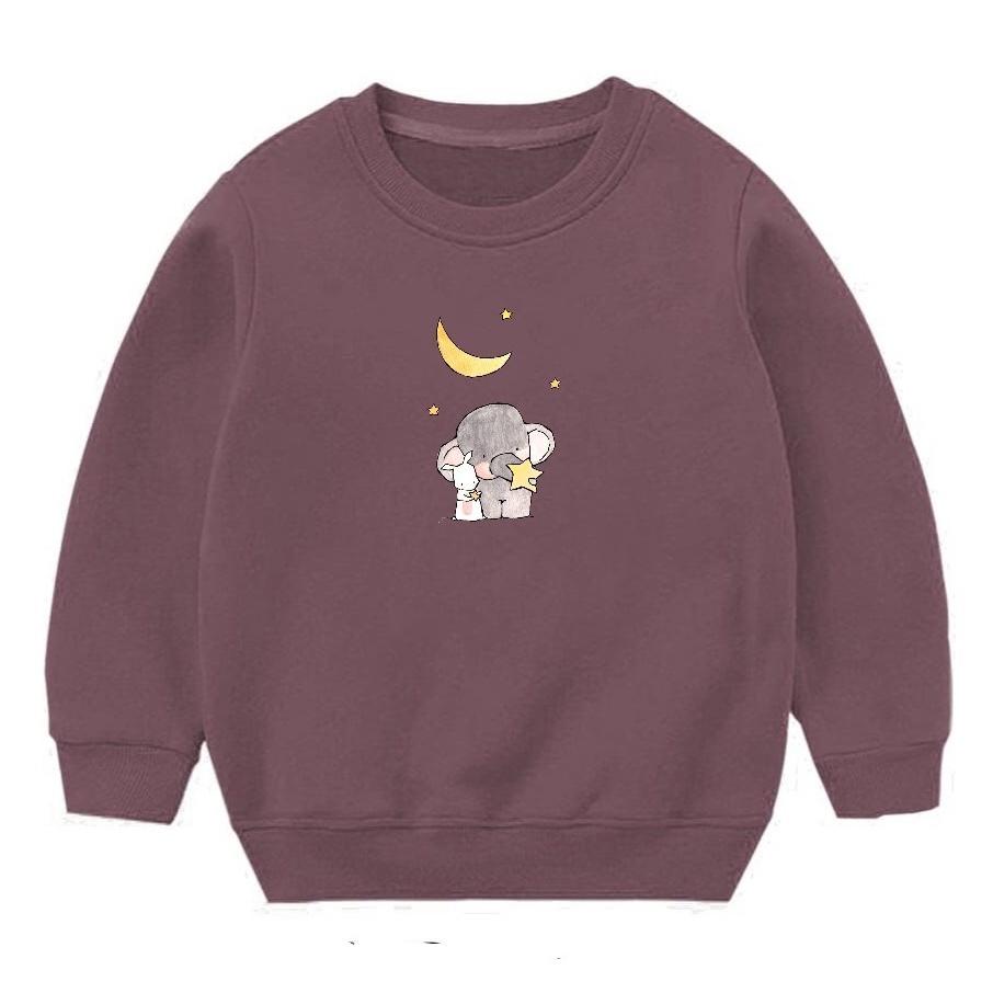 Crewneck Anak Balita Motif Stars Rabbit Elephant Bahan Pleece Ala Korean Style