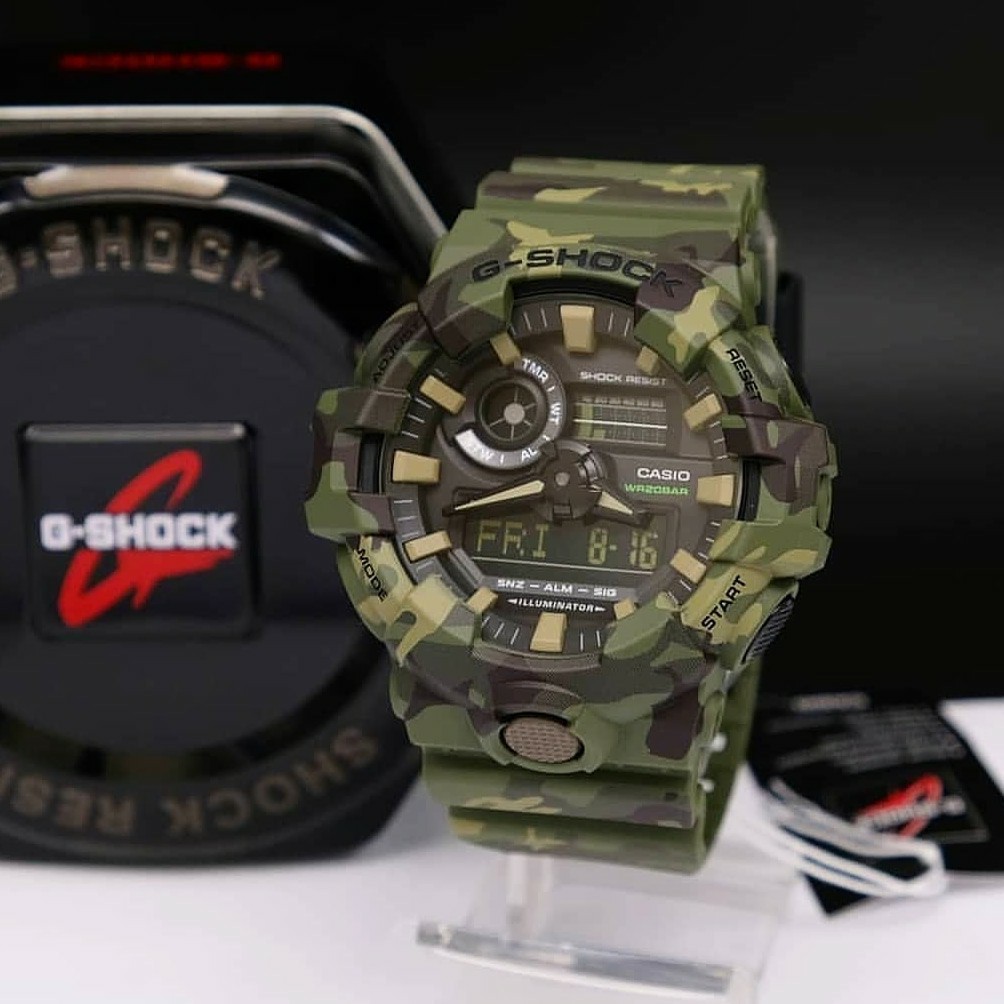 Casio G-shock GA_700 original jam tangan pria tali karet hijau army