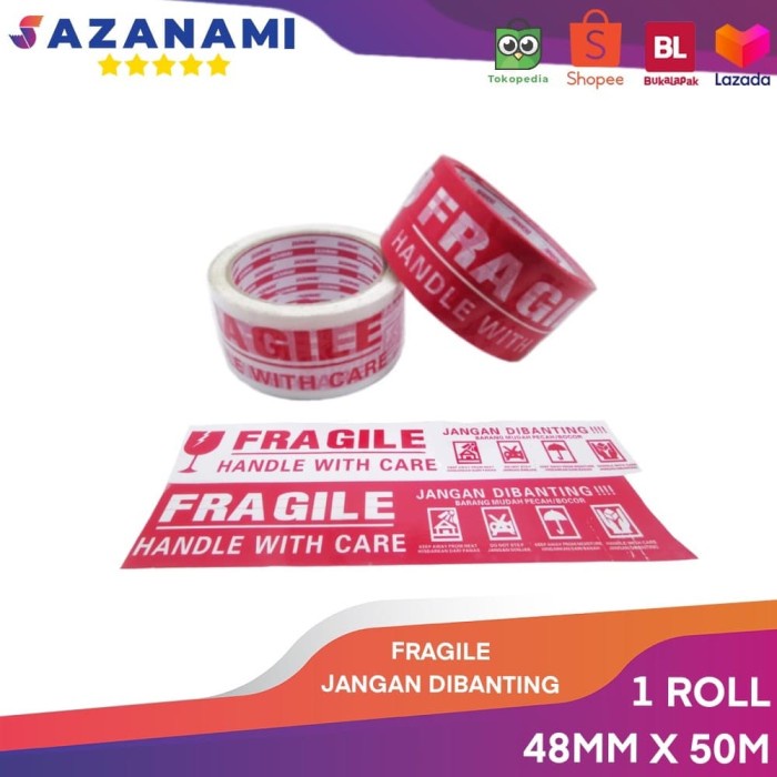 

PEREKAT-PENGIKAT- LAKBAN FRAGILE 48MM X 50M SAZANAMI - PUTIH -PENGIKAT-PEREKAT.
