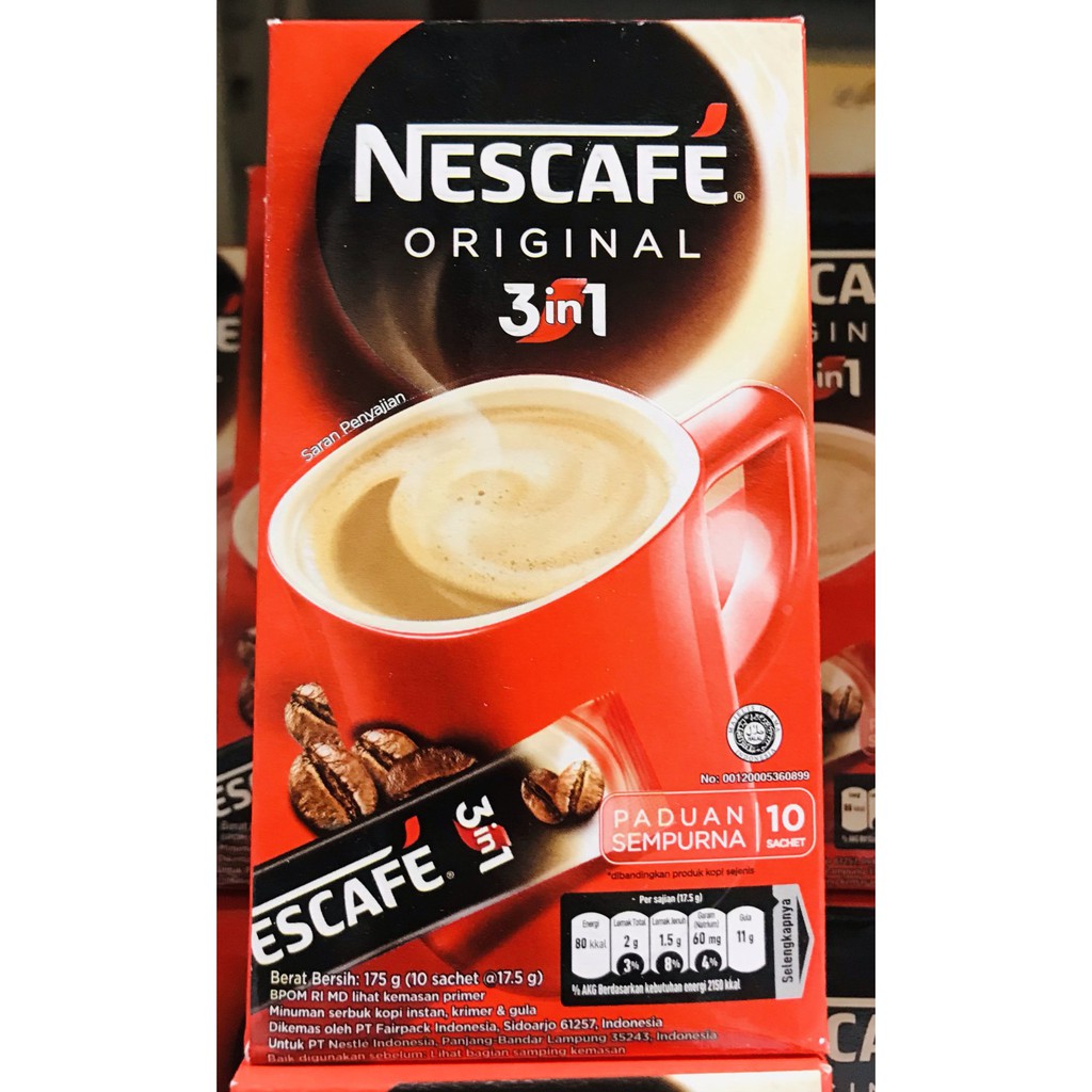 

Nescafe Original 3 in 1 (10 scht @17.5gr) 175gr