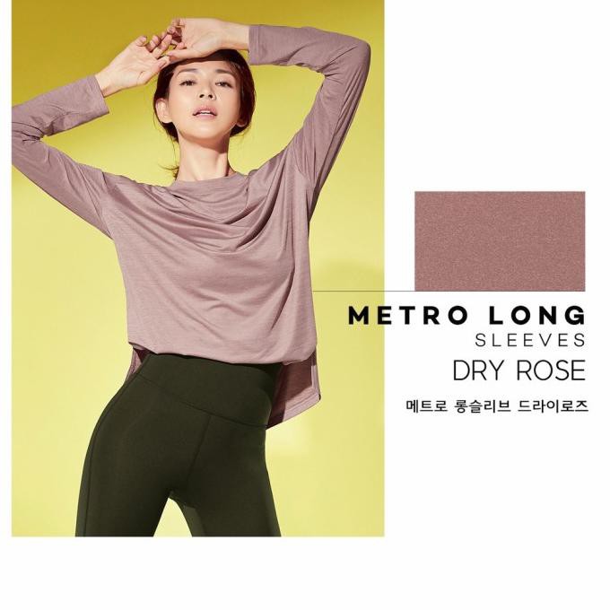 Stl Tshirt Sport Yoga Gym Loose Metro Long Sleeve Side Slit Dry Rose - S