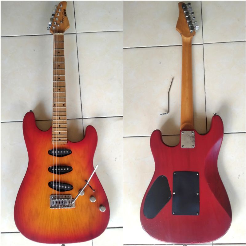 Gitar elektrik stratocaster strato focus by kramer pickup sss single tremolo semi updown neck origin