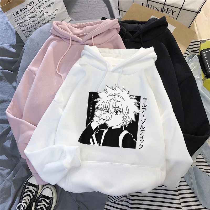 hoodie anime killua hunter x hunter ready S M L XL XXL XXXL XXXXL big size bahan fleece bigsize