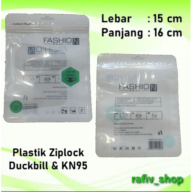 Plastik masker OPP ziplock duckbill dan KN 95 Kantong masker