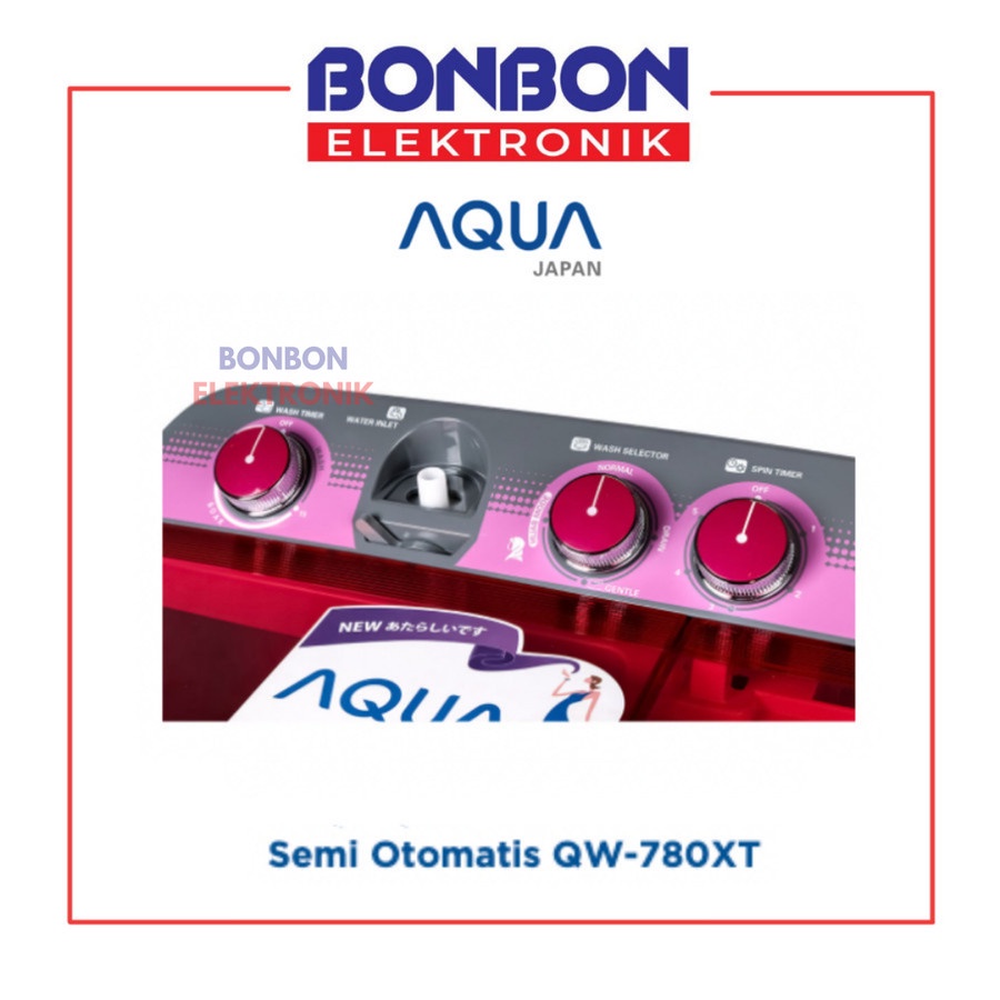 AQUA Mesin Cuci 2 Tabung 7KG QW-780XT (P) / QW 780 XT / QW780XT