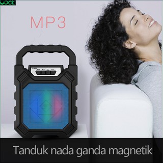 [UOOK] Speaker Portable Bluetooth Nirkabel Mic Salon Mini LED Disco Bass Wireless USB TF-Card BT15-2