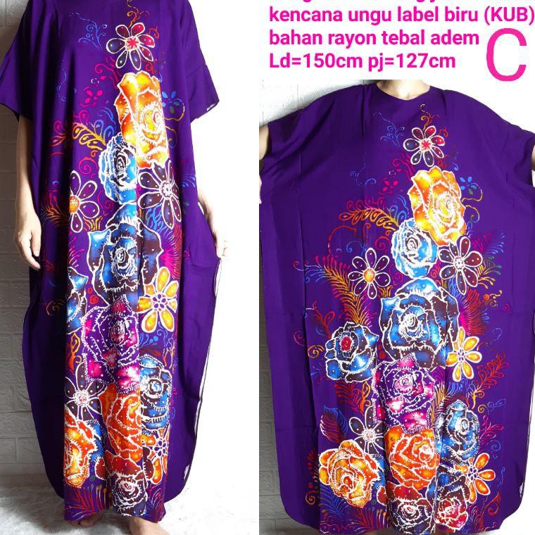 [ART. 786] daster Longdress kalong jumbo BATIK KENCANA UNGU ASLI ORI label biru KUB Ld 140 - 150 CM