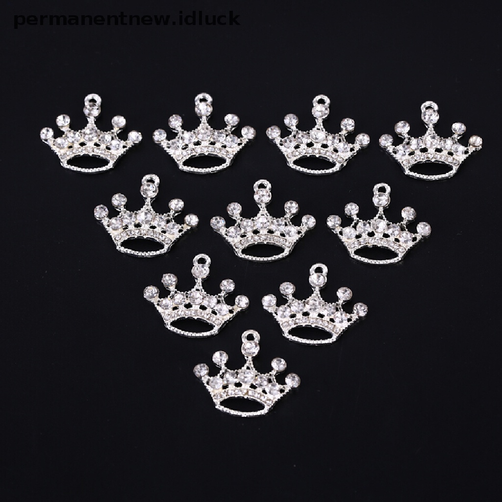 10pcs / Set Liontin Mahkota Kecil Bahan Alloy Kristal Untuk Membuat Perhiasan