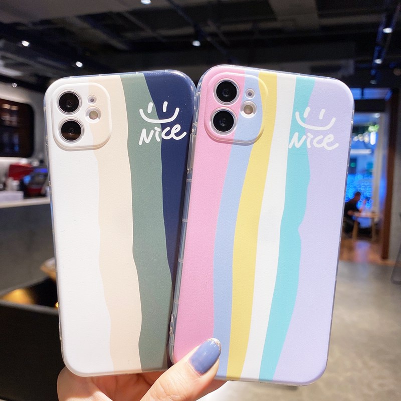 Couples Rainbow Silicone Case OPPO A3S A31 A5 A9 A7 AS5 A12 A11K A5 A76 A33 F9 A52 A92 F11 A16 A54 A74 A95 A96 A36 2F 4 5F 6Z 7 8 C12 C15 C25 C31 C35 9i Cover