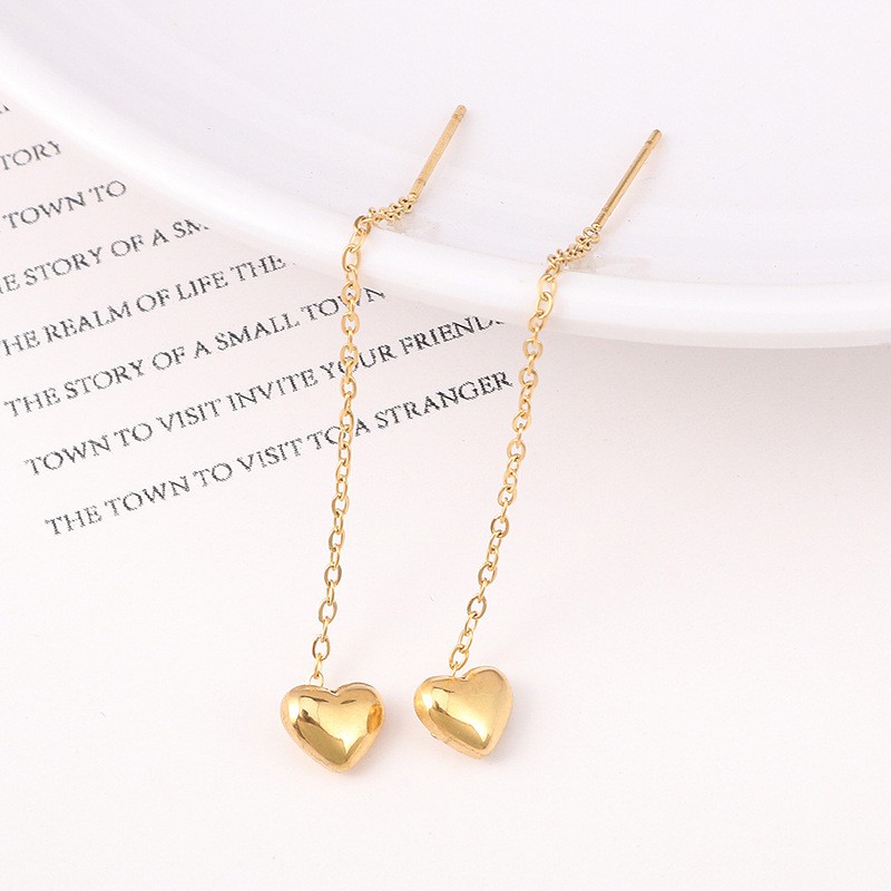 Anting Stud juntai love Titanium Korea Style Wanita Anti Karat